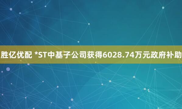 胜亿优配 *ST中基子公司获得6028.74万元政府补助